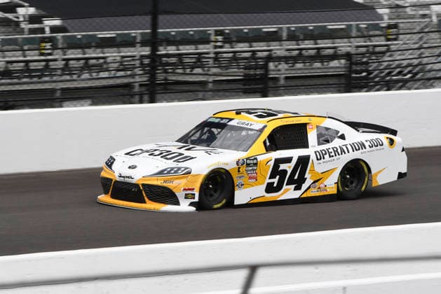 INDIANAPOLIS, IN - JULY 24: Taylor Gray (54) Joe Gibbs Racing (JGR) Toyota GR Supra makes a lap in NASCAR, Motorsport, USA O™Reilly Auto Parts Series Pennzoil 250 practice on Friday, July 24, 2026, at the Indianapolis Motor Speedway in Speedway, Indiana. (Photo by David Allio Icon Sportswire) AUTO: JUL 24 NASCAR O™Reilly Auto Parts Series Pennzoil 250 EDITORIAL USE ONLY Icon95126072424