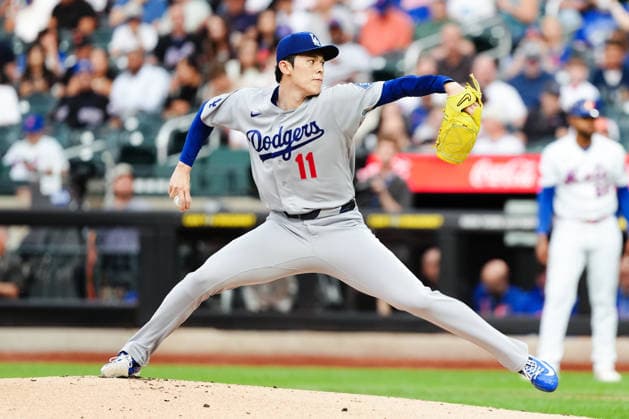 Roki Sasaki (Dodgers) July 24, 2026 Baseball: Roki Sasaki of the Los Angeles Dodgers starting in the MLB, Baseball Herren, USA regular season game between the New York Mets and the Los Angeles Dodgers at Citi Field in Queens, New York, USA.  aflo_339053644 TakashixKurosawax