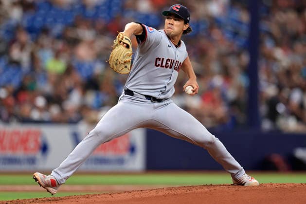 July 24, 2026, St. Petersburg, Florida, USA: Cleveland Guardians starting pitcher Joey Cantillo (54) delivers a pitch during an MLB, Baseball Herren, USA game against the Tampa Bay Rays on July 24, 2026 at Tropicana Field. The Rays beat the Guardians 11-3. St. Petersburg USA - ZUMAh180 20260724_zsp_h180_075 Copyright: xKimxHukarix
