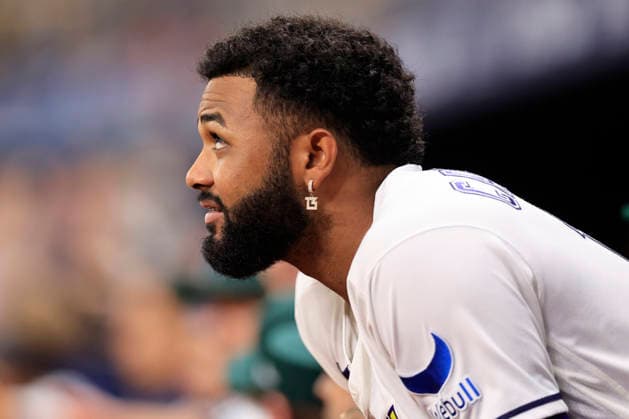 July 24, 2026, St. Petersburg, Florida, USA: Tampa Bay Rays third baseman Junior Caminero (13) watches from the dugout during an MLB, Baseball Herren, USA game against the Cleveland Guardians on July 24, 2026 at Tropicana Field. The Rays beat the Guardians 11-3. St. Petersburg USA - ZUMAh180 20260724_zsp_h180_079 Copyright: xKimxHukarix