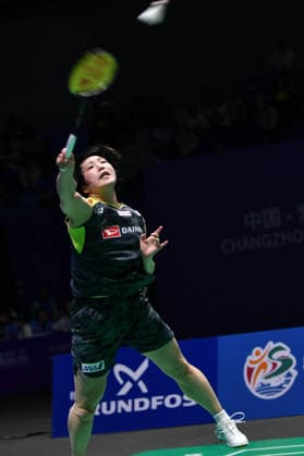 CHANGZHOU, CHINA - JULY 25: Akane Yamaguchi of Japan competes in the Women s Singles Semifinal match against Wang Zhiyi of China on day 5 of the China Open 2026 at Changzhou Olympic Sports Center Gymnasium on July 25, 2026 in Changzhou, Jiangsu Province of China.  Copyright: xVCGx 111656312579