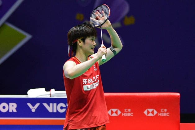 CHANGZHOU, CHINA - JULY 25: Wang Zhiyi of China reacts in the Women s Singles Semifinal match against Akane Yamaguchi of Japan on day 5 of the China Open 2026 at Changzhou Olympic Sports Center Gymnasium on July 25, 2026 in Changzhou, Jiangsu Province of China.  Copyright: xVCGx 111656312583
