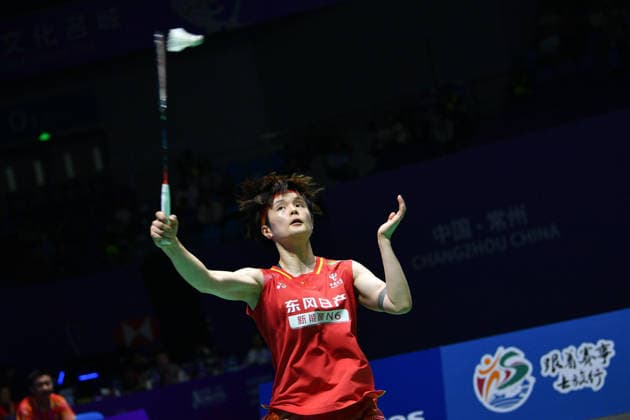 CHANGZHOU, CHINA - JULY 25: Wang Zhiyi of China competes in the Women s Singles Semifinal match against Akane Yamaguchi of Japan on day 5 of the China Open 2026 at Changzhou Olympic Sports Center Gymnasium on July 25, 2026 in Changzhou, Jiangsu Province of China.  Copyright: xVCGx 111656312568