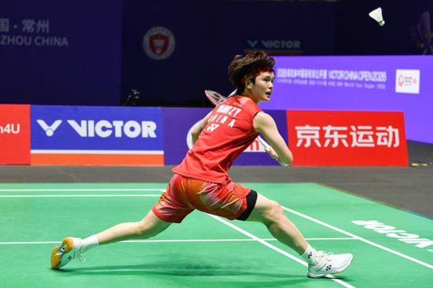 CHANGZHOU, CHINA - JULY 25: Wang Zhiyi of China competes in the Women s Singles Semifinal match against Akane Yamaguchi of Japan on day 5 of the China Open 2026 at Changzhou Olympic Sports Center Gymnasium on July 25, 2026 in Changzhou, Jiangsu Province of China.  Copyright: xVCGx 111656312572