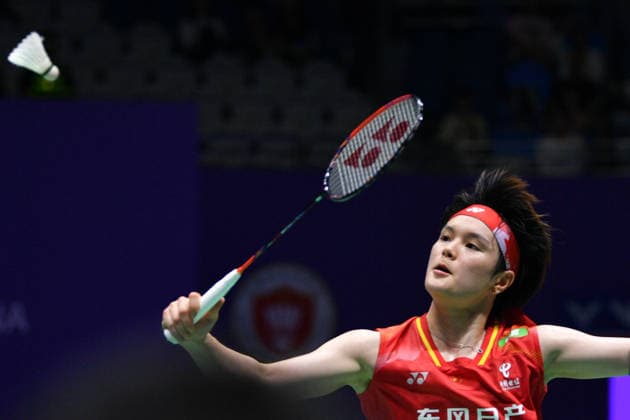 CHANGZHOU, CHINA - JULY 25: Wang Zhiyi of China competes in the Women s Singles Semifinal match against Akane Yamaguchi of Japan on day 5 of the China Open 2026 at Changzhou Olympic Sports Center Gymnasium on July 25, 2026 in Changzhou, Jiangsu Province of China.  Copyright: xVCGx 111656312574