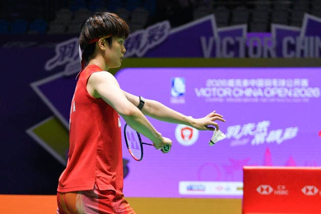 CHANGZHOU, CHINA - JULY 25: Wang Zhiyi of China competes in the Women s Singles Semifinal match against Akane Yamaguchi of Japan on day 5 of the China Open 2026 at Changzhou Olympic Sports Center Gymnasium on July 25, 2026 in Changzhou, Jiangsu Province of China.  Copyright: xVCGx 111656312563