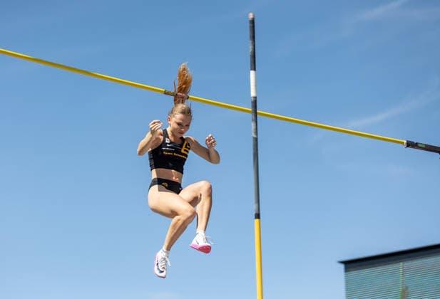 Deutsche Leichtathletik-Meisterschaften Stabhochsprung Frauen; Hannover, 24.07.2026 Chiara Sistermann (TSV Gräfelfing) im Stabhochsprung der Frauen; Deutsche Leichtathletik-Meisterschaften Stabhochsprung Frauen am 24.07.2026 auf dem Opernplatz in Hannover (Niedersachsen). *** German Track and Field Championships – Women’s Pole Vault, Hanover, July 24, 2026: Chiara Sistermann of TSV Gräfelfing in the women’s pole vault at the German Track and Field Championships—Women’s Pole Vault on July 24, 2026, at Opernplatz in Hanover, Lower Saxony Copyright: xBEAUTIFULxSPORTS R.xSchmittx