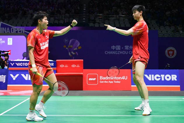 CHANGZHOU, CHINA - JULY 25: Feng Yanzhe and Huang Dongping of China react in the Mixed Doubles Semifinal match against Thom Gicquel and Delphine Delrue of France on day 5 of the China Open 2026 at Changzhou Olympic Sports Center Gymnasium on July 25, 2026 in Changzhou, Jiangsu Province of China.  Copyright: xVCGx 111656315859