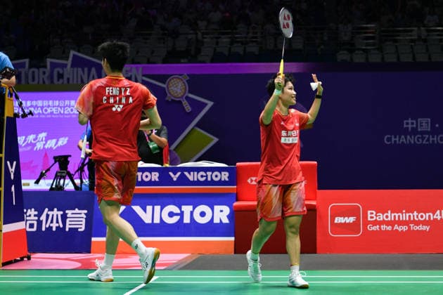 CHANGZHOU, CHINA - JULY 25: Feng Yanzhe and Huang Dongping of China react in the Mixed Doubles Semifinal match against Thom Gicquel and Delphine Delrue of France on day 5 of the China Open 2026 at Changzhou Olympic Sports Center Gymnasium on July 25, 2026 in Changzhou, Jiangsu Province of China.  Copyright: xVCGx 111656315861