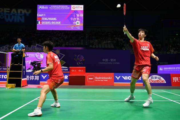 CHANGZHOU, CHINA - JULY 25: Feng Yanzhe and Huang Dongping of China compete in the Mixed Doubles Semifinal match against Thom Gicquel and Delphine Delrue of France on day 5 of the China Open 2026 at Changzhou Olympic Sports Center Gymnasium on July 25, 2026 in Changzhou, Jiangsu Province of China.  Copyright: xVCGx 111656315851
