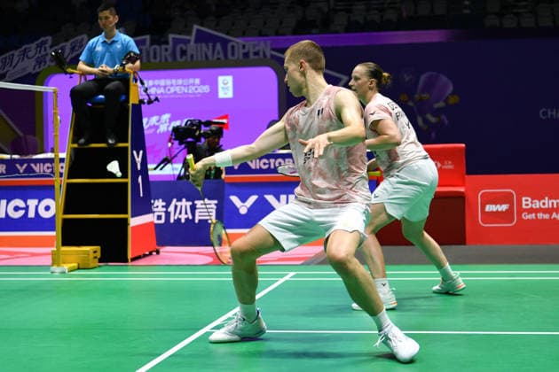 CHANGZHOU, CHINA - JULY 25: Thom Gicquel and Delphine Delrue of France compete in the Mixed Doubles Semifinal match against Feng Yanzhe and Huang Dongping of China on day 5 of the China Open 2026 at Changzhou Olympic Sports Center Gymnasium on July 25, 2026 in Changzhou, Jiangsu Province of China.  Copyright: xVCGx 111656315840
