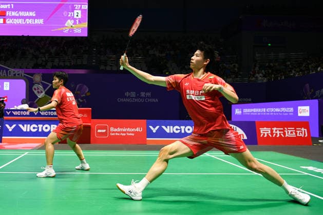 CHANGZHOU, CHINA - JULY 25: Feng Yanzhe and Huang Dongping of China compete in the Mixed Doubles Semifinal match against Thom Gicquel and Delphine Delrue of France on day 5 of the China Open 2026 at Changzhou Olympic Sports Center Gymnasium on July 25, 2026 in Changzhou, Jiangsu Province of China.  Copyright: xVCGx 111656315845