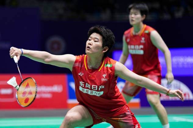 (260725) -- CHANGZHOU, July 25, 2026 -- Liu Shengshu (front) Tan Ning compete during the women s doubles semifinal match between Liu Shengshu Tan Ning of China and Baek Ha Na Lee So Hee of South Korea at the 2026 China Open badminton tournament in Changzhou, east China s Jiangsu Province, July 25, 2026. ) (SP)CHINA-CHANGZHOU-BADMINTON-CHINA OPEN-WOMEN S DOUBLES (CN) SunxFei 