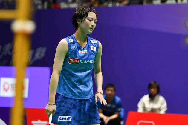 CHANGZHOU, CHINA - JULY 25: Tomoka Miyazaki of Japan reacts in the Women s Singles Semifinal match against Chen Yufei of China on day 5 of the China Open 2026 at Changzhou Olympic Sports Center Gymnasium on July 25, 2026 in Changzhou, Jiangsu Province of China.  Copyright: xVCGx 111656325079