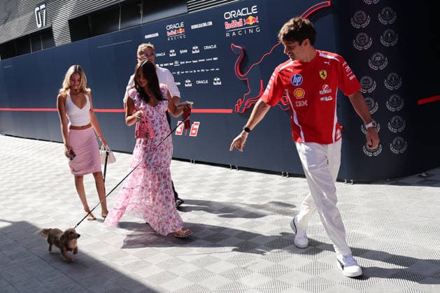F1 Hungarian Grand Prix 2026 Practice 3 Alexandra Leclerc and Charles Leclerc of Ferrari with their dog Leo before third practice ahead of the Formula 1 Hungarian Grand Prix at Hungaroring in Budapest, Hungary on July 25, 2026. Budapest Hungary  Copyright: xJakubxPorzyckix originalFilename:porzycki-f1hungar260725_nppIz.jpg