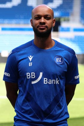 24.07.2026, xrekx, Fussball 2.Bundesliga, Karlsruher SC - Fototermin Saison 2026 27 v.l. Emmanuel Faloba Co-Trainer (Karlsruher SC) (DFL DFB REGULATIONS PROHIBIT ANY USE OF PHOTOGRAPHS as IMAGE SEQUENCES and or QUASI-VIDEO) Karlsruhe *** July 24, 2026, xrekx, Soccer 2. Bundesliga, Karlsruher SC Photo Session, 2026–27 Season, from left: Emmanuel Faloba, Assistant Coach, Karlsruher SC. DFL and DFB regulations prohibit any use of photographs as image sequences and or quasi-video. Karlsruhe