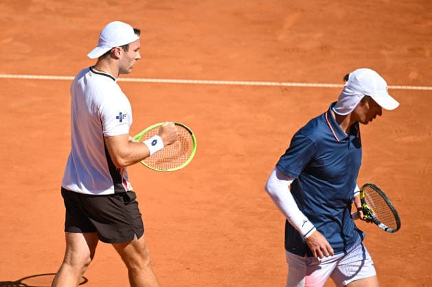 TENNIS - ATP, Tennis Herren Generali Open 2026 KITZBUEHEL,AUSTRIA,25.JUL.26 - TENNIS - ATP World Tour, Generali Open. Image shows the rejoicing of Lukas Miedler (AUT) and Marc Polmans (AUS).  GEPAxpictures xDanielxSchoenherr