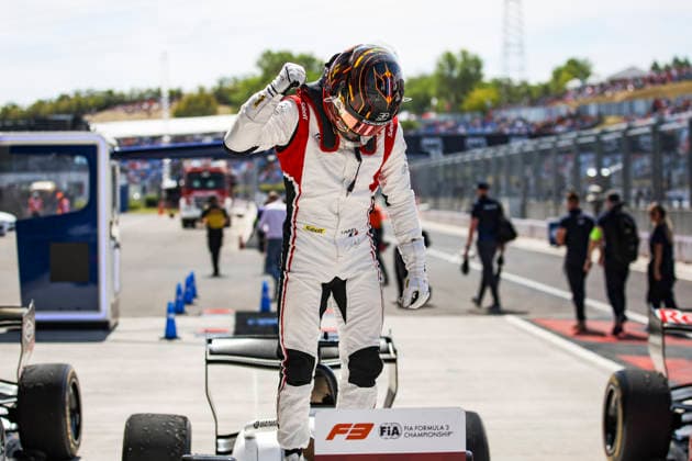 AUTO - FORMULA 3 2026 - BUDAPEST NAEL ThÃ ophile (fra), Campos Racing, Dallara F3 2025, portrait celebration victory during the 7th round of the 2026 FIA Formula 3 Championship from July 24 to 26, 2026 on the Hungaroring, in Mogyorod near Budapest, Hungary - MogyorodHungary  Copyright: xXavixBonillax