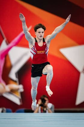 Die Finals 2026 - Gerätturnen, 25.07.2026 Alexander Kunz ist deutscher Meister (Boden); Die Finals 2026 - Gerätturnen am 25.07.2026 in der ZAG Arena, Hannover *** 2026 Artistic Gymnastics Finals, July 25, 2026: Alexander Kunz is the German champion on floor. The 2026 Artistic Gymnastics Finals took place on July 25, 2026, at the ZAG Arena in Hanover. Copyright: xBEAUTIFULxSPORTS Tonhäuserx