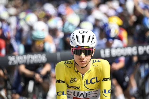Slovenian Tadej Pogacar of UAE Team Emirates XRG pictured at the start of stage 20 of the 2026 Tour de France cycling race, a stage of 171km Le Bourg d Oisans to Alpe d Huez, on Saturday 25 July 2026. The 113th edition of the Tour de France starts on Saturday 4 July in Barcelona, Spain, and will finish in Paris, France on the 26th of July. JASPERxJACOBS  x181995382x