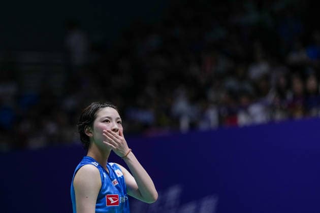 (260725) -- CHANGZHOU, July 25, 2026 -- Miyazaki Tomoka reacts during the women s singles semifinal match between Chen Yufei of China and Miyazaki Tomoka of Japan at the 2026 China Open badminton tournament in Changzhou, east China s Jiangsu Province, July 25, 2026. ) (SP)CHINA-CHANGZHOU-BADMINTON-CHINA OPEN-WOMEN S SINGLES (CN) LixBo 