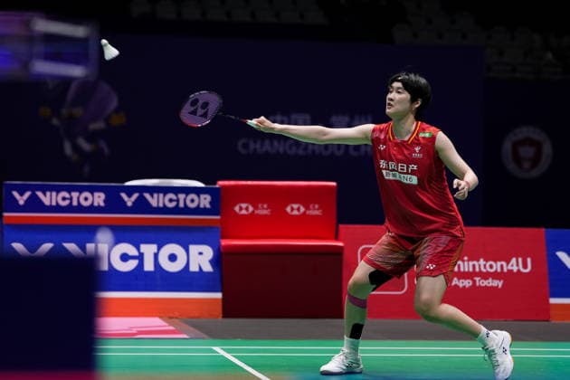 (260725) -- CHANGZHOU, July 25, 2026 -- Chen Yufei hits a return during the women s singles semifinal match between Chen Yufei of China and Miyazaki Tomoka of Japan at the 2026 China Open badminton tournament in Changzhou, east China s Jiangsu Province, July 25, 2026. ) (SP)CHINA-CHANGZHOU-BADMINTON-CHINA OPEN-WOMEN S SINGLES (CN) LixBo 