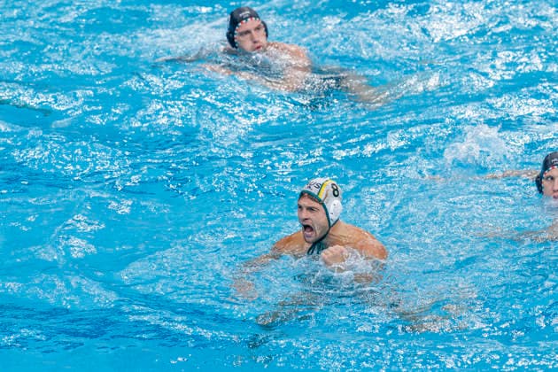 Water polo, Wasserball WORLD CUP AUSTRALIA HUNGARY, Jacob Mercep of Australia celebrates scoring a goal during the Water Polo World Cup Men s Semi Final match between Australia and Hungary at Sydney Olympic Park Aquatic Centre in Sydney, Saturday, July 25, 2026. ( NO ARCHIVING, EDITORIAL USE ONLY SYDNEY NEW SOUTH WALES AUSTRALIA  Copyright: xMARKxEVANSx 20260725134538749273