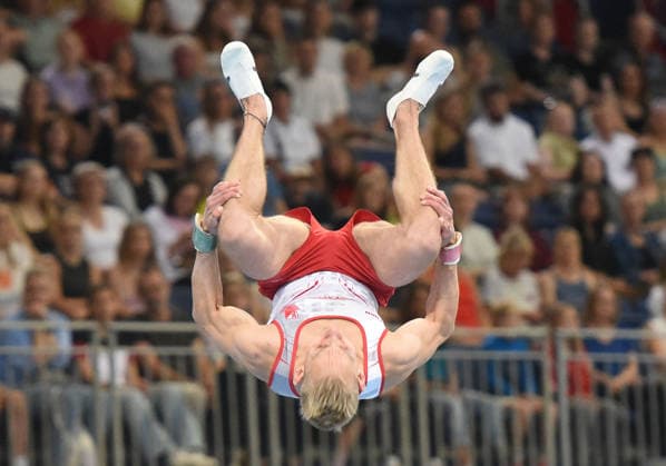 25.07.2026, xhbx, Turnen DM Finals 2026, Gerätfinals Männer v.l. Lucas Kochan (Boden) (DFL DFB REGULATIONS PROHIBIT ANY USE OF PHOTOGRAPHS as IMAGE SEQUENCES and or QUASI-VIDEO) Hannover *** July 25, 2026, xhbx, 2026 German Gymnastics Championships Finals, Men s Apparatus Finals, from left: Lucas Kochan, Floor Exercise. DFL and DFB regulations prohibit any use of photographs as image sequences and or quasi-video. Hanover