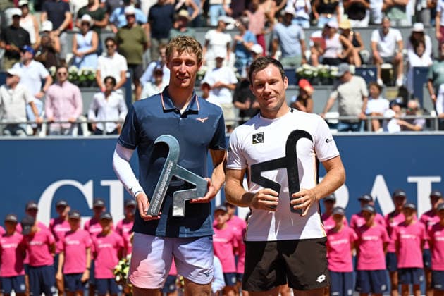 TENNIS - ATP, Tennis Herren Generali Open 2026 KITZBUEHEL,AUSTRIA,25.JUL.26 - TENNIS - ATP World Tour, Generali Open. Image shows Marc Polmans (AUS) and Lukas Miedler (AUT); keywords: award ceremony.  GEPAxpictures xDanielxSchoenherr