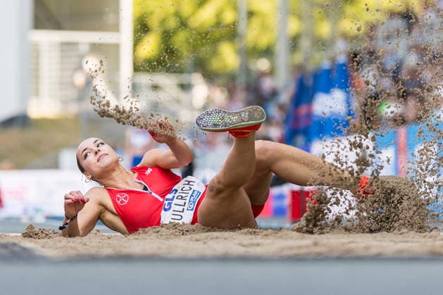 Deutsche Leichtathletik-Meisterschaften; Bochum-Wattenscheid, 25.07.2026 Sophie Ullrich (TSV Bayer o4 Leverkusen), Dreisprung; Deutsche Leichtathletik-Meisterschaften am 25.07.2026 im Lorheide-Stadion, Bochum-Wattenscheid (Nordrhein-Westfalen). *** German Track and Field Championships, Bochum Wattenscheid, July 25, 2026; Sophie Ullrich, TSV Bayer 04 Leverkusen, triple jump at the German Track and Field Championships on July 25, 2026, at Lorheide Stadium, Bochum-Wattenscheid, North Rhine-Westphalia Copyright: xBEAUTIFULxSPORTS AxelxKohringx