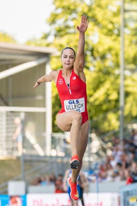Deutsche Leichtathletik-Meisterschaften; Bochum-Wattenscheid, 25.07.2026 Sophie Ullrich (TSV Bayer o4 Leverkusen), Dreisprung; Deutsche Leichtathletik-Meisterschaften am 25.07.2026 im Lorheide-Stadion, Bochum-Wattenscheid (Nordrhein-Westfalen). *** German Track and Field Championships, Bochum Wattenscheid, July 25, 2026; Sophie Ullrich, TSV Bayer 04 Leverkusen, triple jump at the German Track and Field Championships on July 25, 2026, at Lorheide Stadium, Bochum-Wattenscheid, North Rhine-Westphalia Copyright: xBEAUTIFULxSPORTS AxelxKohringx