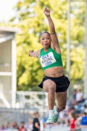 Deutsche Leichtathletik-Meisterschaften; Bochum-Wattenscheid, 25.07.2026 Josie Krone (TSG Bergedorf), Dreisprung; Deutsche Leichtathletik-Meisterschaften am 25.07.2026 im Lorheide-Stadion, Bochum-Wattenscheid (Nordrhein-Westfalen). *** German Track and Field Championships, Bochum-Wattenscheid, July 25, 2026; Josie Krone, TSG Bergedorf, triple jump; German Track and Field Championships on July 25, 2026, at Lorheide Stadium, Bochum-Wattenscheid, North Rhine-Westphalia Copyright: xBEAUTIFULxSPORTS AxelxKohringx