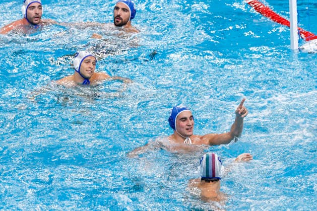 Water polo, Wasserball WORLD CUP ‹GREECE ITALY, Stylianos Argyropoulos of Greece celebrates scoring a goal during the Water Polo World Cup Men s Semi Final match between Greece and Italy at Sydney Olympic Park Aquatic Centre in Sydney, Saturday, July 25, 2026. ( NO ARCHIVING, EDITORIAL USE ONLY SYDNEY NEW SOUTH WALES AUSTRALIA  Copyright: xMARKxEVANSx 20260725132684404680