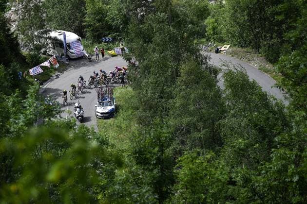 The pack of riders pictured in action during stage 20 of the 2026 Tour de France cycling race, a stage of 171km Le Bourg d Oisans to Alpe d Huez, on Saturday 25 July 2026. The 113th edition of the Tour de France starts on Saturday 4 July in Barcelona, Spain, and will finish in Paris, France on the 26th of July. JASPERxJACOBS  x181998861x