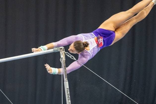 DM Finals 2026; Gerätfinals Frauen Stufenbarren***Helen Kevric am Stufenbarren *** 2026 DM Finals Women s Apparatus Finals: Uneven Bars***Helen Kevric on the uneven bars Copyright: xUdoxHerrmannx
