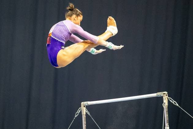 DM Finals 2026; Gerätfinals Frauen Stufenbarren***Helen Kevric am Stufenbarren *** 2026 DM Finals Women s Apparatus Finals: Uneven Bars***Helen Kevric on the uneven bars Copyright: xUdoxHerrmannx