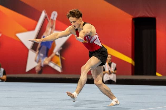 DM Finals 2026; Gerätfinals Männer Boden***Alexander Kunz am Boden *** 2026 DM Finals Men s Apparatus Finals – Floor Exercise***Alexander Kunz on the floor Copyright: xUdoxHerrmannx