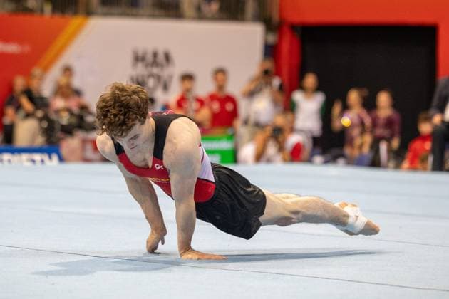 DM Finals 2026; Gerätfinals Männer Boden***Alexander Kunz am Boden *** 2026 DM Finals Men s Apparatus Finals – Floor Exercise***Alexander Kunz on the floor Copyright: xUdoxHerrmannx