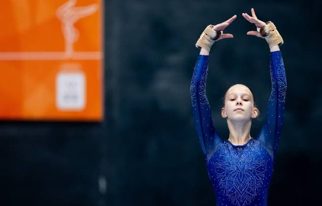 ROTTERDAM - Vera Ubbink during the qualifying competition for the European Gymnastics Championships. The European Championships are taking place in the Croatian capital, Zagreb. IRIS VAN DEN BROEK ANP xVIxANPxSportx xxANPxIVx 564253709 originalFilename: 564253709.jpg