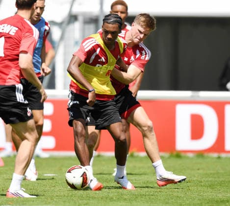 25.07.2026, xophax, Fussball 1.Bundesliga, 1.FC Koeln Trainingslager . Training in Sankt Johann. Training. Reigan Heskey , links und Marius Bülter, rechts ( 1.FC Köln ) Kitzbühel *** July 25, 2026, xophax, Soccer, Bundesliga 1, 1. FC Köln Training Camp: Training in Sankt Johann; Reigan Heskey (left) and Marius Bülter (right), 1. FC Köln, Kitzbühel