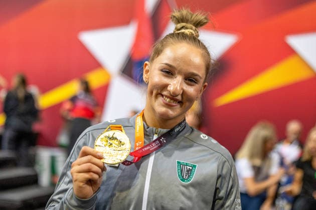 DM Finals 2026; Gerätfinals Frauen Sprung***Karina Schönmaier gewinnt Gold am Sprung *** 2026 DM Finals Women s Apparatus Finals – Vault***Karina Schönmaier Wins Gold in the Vault Copyright: xUdoxHerrmannx