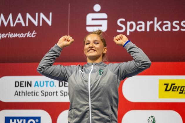 DM Finals 2026; Gerätfinals Frauen Sprung***Karina Schönmaier gewinnt Gold am Sprung *** 2026 DM Finals Women s Apparatus Finals – Vault***Karina Schönmaier Wins Gold in the Vault Copyright: xUdoxHerrmannx