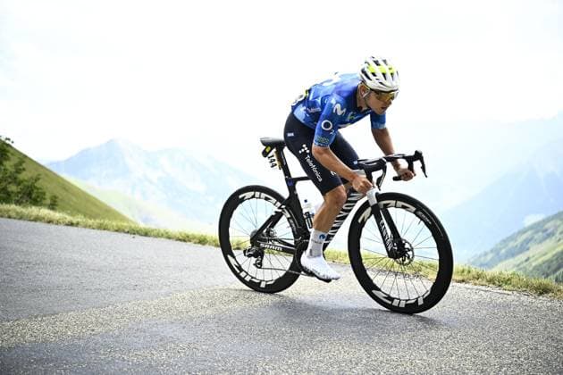 Spanish Raul Garcia Pierna of Movistar Team pictured in action during stage 20 of the 2026 Tour de France cycling race, a stage of 171km Le Bourg d Oisans to Alpe d Huez, on Saturday 25 July 2026. The 113th edition of the Tour de France starts on Saturday 4 July in Barcelona, Spain, and will finish in Paris, France on the 26th of July. JASPERxJACOBS  x182000608x
