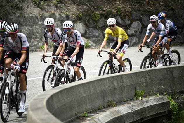 Slovenian Tadej Pogacar of UAE Team Emirates XRG pictured in action during stage 20 of the 2026 Tour de France cycling race, a stage of 171km Le Bourg d Oisans to Alpe d Huez, on Saturday 25 July 2026. The 113th edition of the Tour de France starts on Saturday 4 July in Barcelona, Spain, and will finish in Paris, France on the 26th of July. JASPERxJACOBS  x182000695x