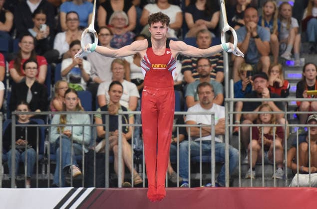 25.07.2026, xhbx, Turnen DM Finals 2026, Gerätfinals Männer v.l. Alexander Kurz Ringe (DFL DFB REGULATIONS PROHIBIT ANY USE OF PHOTOGRAPHS as IMAGE SEQUENCES and or QUASI-VIDEO) Hannover *** July 25, 2026, xhbx, 2026 German Gymnastics Championships Finals, Men s Apparatus Finals: Alexander Kurz, Rings. DFL and DFB regulations prohibit any use of photographs as image sequences and or quasi-video. Hanover