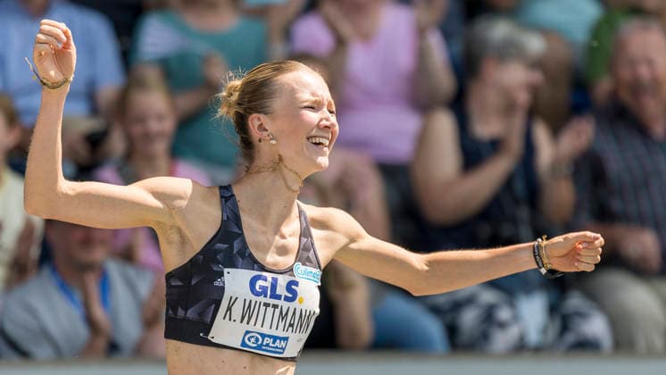 Deutsche Leichtathletik-Meisterschaften; Bochum-Wattenscheid, 25.07.2026 Kira Wittmann (Hannover 96) freut sich über eine neue PB und gewinnt den Meistertitel im Dreisprung; Deutsche Leichtathletik-Meisterschaften am 25.07.2026 im Lorheide-Stadion, Bochum-Wattenscheid (Nordrhein-Westfalen). *** German Track and Field Championships, Bochum-Wattenscheid, July 25, 2026: Kira Wittmann of Hannover 96 celebrates a new personal best and wins the triple jump title at the German Track and Field Championships on July 25, 2026, at Lorheide Stadium in Bochum-Wattenscheid, North Rhine-Westphalia Copyright: xBEAUTIFULxSPORTS AxelxKohringx