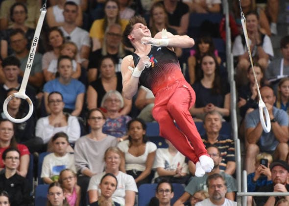25.07.2026, xhbx, Turnen DM Finals 2026, Gerätfinals Männer v.l. Dario Sissakis Ringe (DFL DFB REGULATIONS PROHIBIT ANY USE OF PHOTOGRAPHS as IMAGE SEQUENCES and or QUASI-VIDEO) Hannover *** July 25, 2026, xhbx, 2026 German Gymnastics Championships Finals, Men s Apparatus Finals: L Dario Sissakis, Rings. DFL and DFB regulations prohibit any use of photographs as image sequences and or quasi-video. Hanover