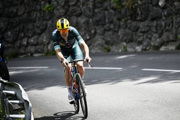 Danish Mads Pedersen of Lidl-Trek pictured in action during stage 20 of the 2026 Tour de France cycling race, a stage of 171km Le Bourg d Oisans to Alpe d Huez, on Saturday 25 July 2026. The 113th edition of the Tour de France starts on Saturday 4 July in Barcelona, Spain, and will finish in Paris, France on the 26th of July. JASPERxJACOBS  x182000871x