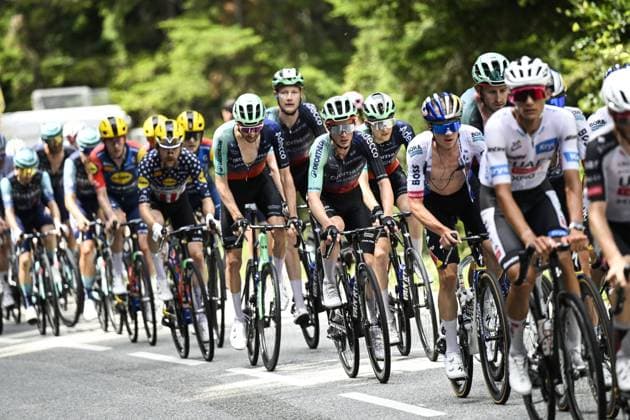 American Matthew Riccitello of Decathlon CMA CGM Team pictured in action during stage 20 of the 2026 Tour de France cycling race, a stage of 171km Le Bourg d Oisans to Alpe d Huez, on Saturday 25 July 2026. The 113th edition of the Tour de France starts on Saturday 4 July in Barcelona, Spain, and will finish in Paris, France on the 26th of July. JASPERxJACOBS  x182000874x