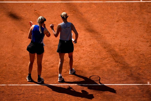 MSC Hamburg Ladies Open - Day 6 Nika Radisic of Slovenia and her playing partner Dalila Jakupovic of Slovenia compete during their semi-final doubles match against Zhibek Kulambayeva of Kazakhstan and Darja Semenistaja of Latvia at the 2026 MSC Hamburg Ladies Open women s tennis tournament at Am Rothenbaum in Hamburg, Germany. Hamburg Hamburg Germany  Copyright: xOwenxHammondx originalFilename:hammond-2026msch260725_np21U.jpg